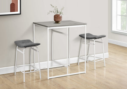 Grey Counter Height Dining Table with White Metal Legs for Dining Room