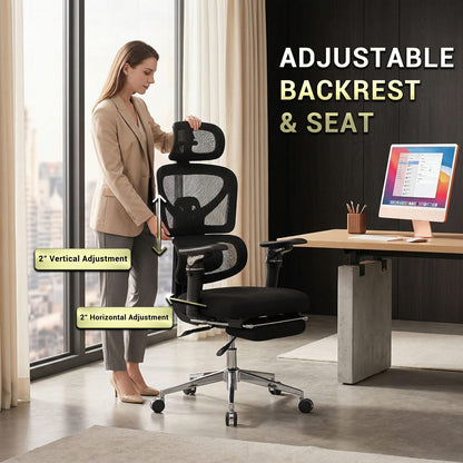 Black Mesh Ergonomic Office Chair - 6D Armrests