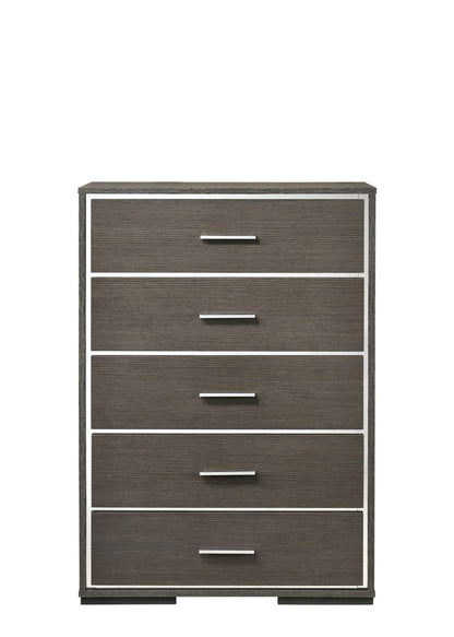 Gray Oak Dresser Chest - 5 Drawer Storage for Bedroom