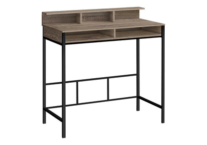 Taupe Metal Standing Desk with Hutch & Shelves for Home Office