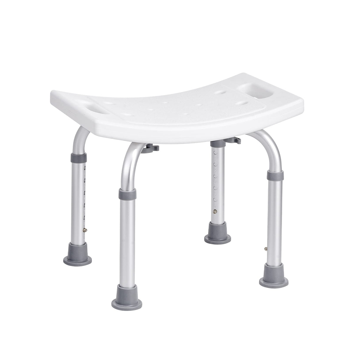 Adjustable Height Shower Stool - Silver+White Comfort Seat