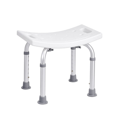 Adjustable Height Shower Stool - Silver+White Comfort Seat