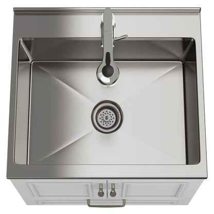 White Laundry Cabinet with Sink - 24" Storage