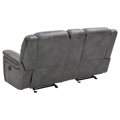 Carmen Cool Grey Motion Loveseat with Storage - Comfortable & Stylish
