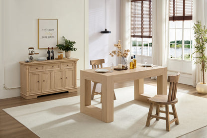4-6 Person Farmhouse Dining Table - Wood MDF Tabletop