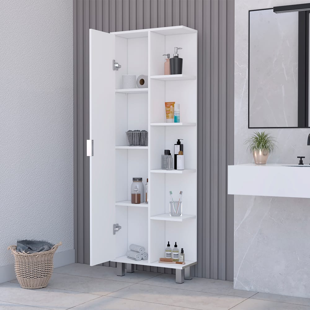 White Bathroom Storage Cabinet - 82" Wide