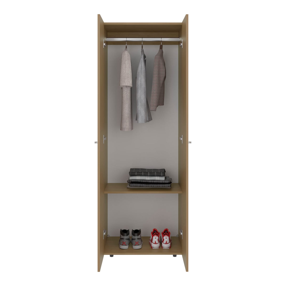 Oak 2-Door Bedroom Armoire - Modern Closet Storage