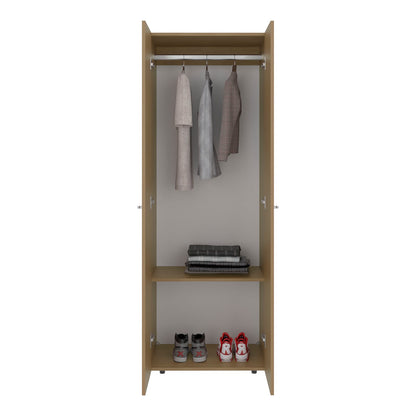Oak 2-Door Bedroom Armoire - Modern Closet Storage