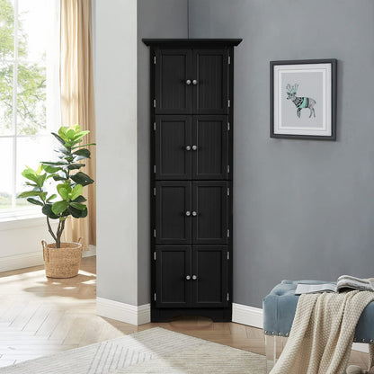 Black MDF Tall Storage Cabinet - 72 Inch Wide