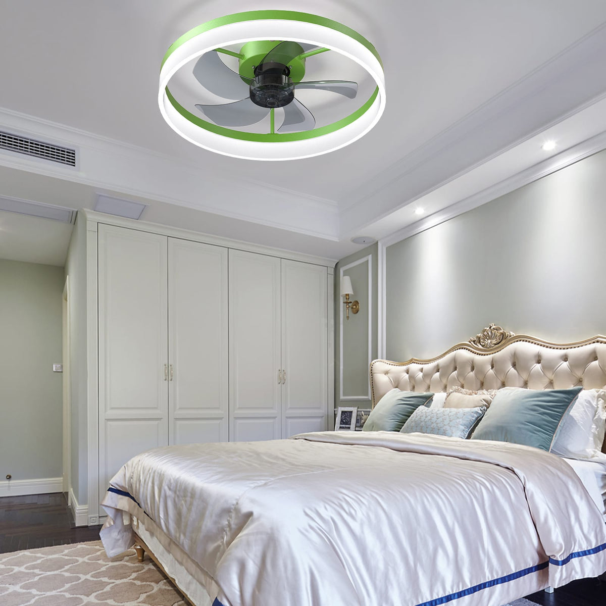 Modern Green Ceiling Fan with Lights - ABS Finish