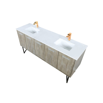 72 Inch Acacia Wood Double Bathroom Vanity with Quartz Top