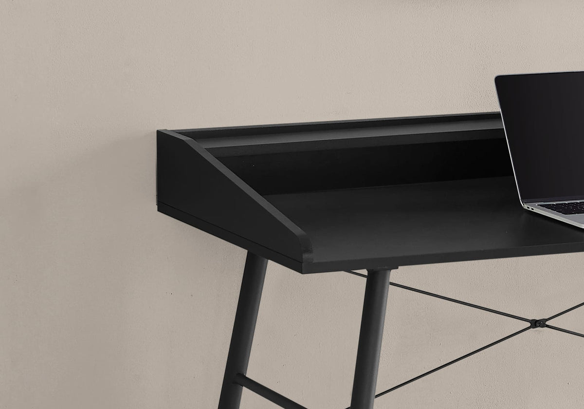 Black Computer Desk with Hutch - 48" L Workstation