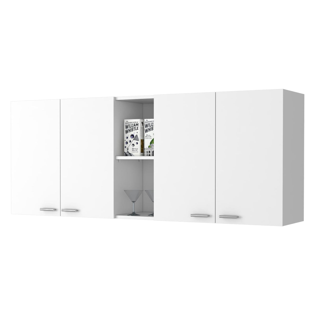 Modern White Kitchen Cabinet with Storage and Dish Rack