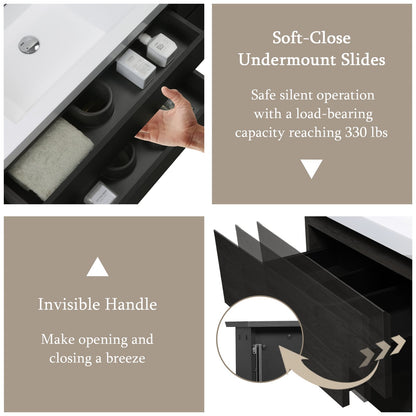 48 Inch Espresso Floating Bathroom Vanity with Resin Sink