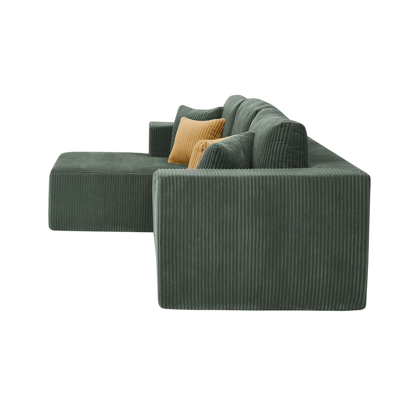 Dark Green 3 Seat Corduroy Sectional Sofa