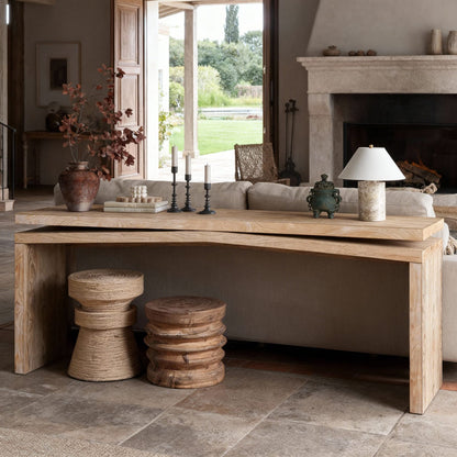 65 Inch Rustic Farmhouse Console Table - Natural Wood