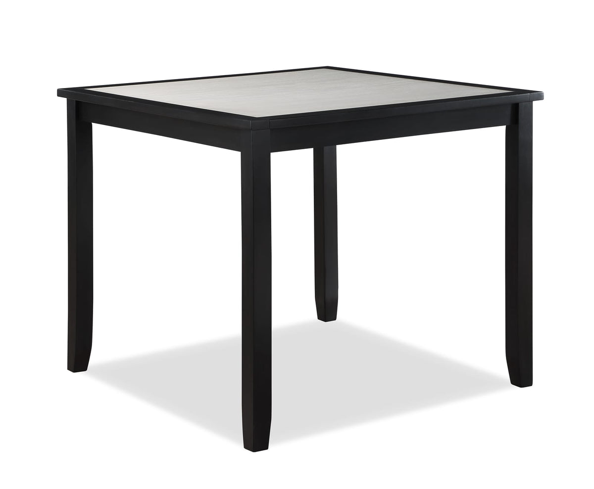 Cream Dark Brown Square Dining Set with Upholstered Chairs