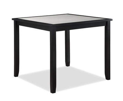 Cream Dark Brown Square Dining Set with Upholstered Chairs