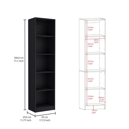 Black 3-Piece Home Bookcase Set - 67" Wide Office Storage