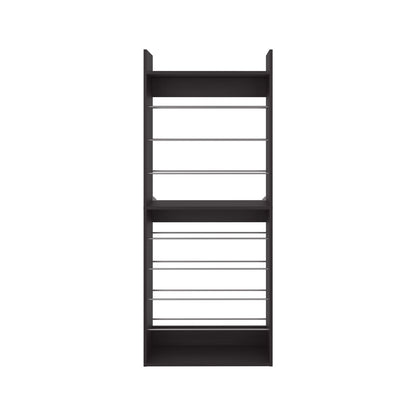 Black 10-Shelf Shoe Rack - Engineered Wood Display for Living Room