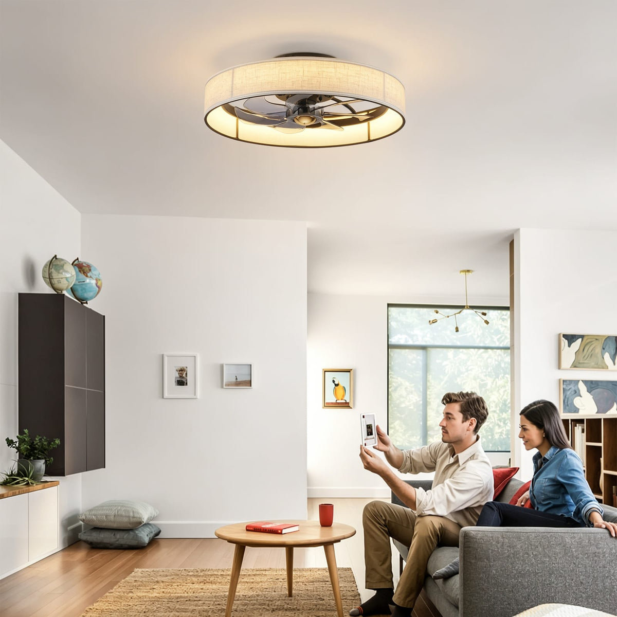 Matte Black Farmhouse Ceiling Fan with Remote Control for Bedroom
