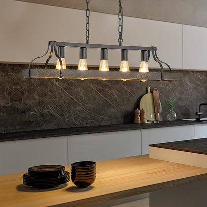 Black Gold Pendant Light - 34 Inch Dining Room Chandelier