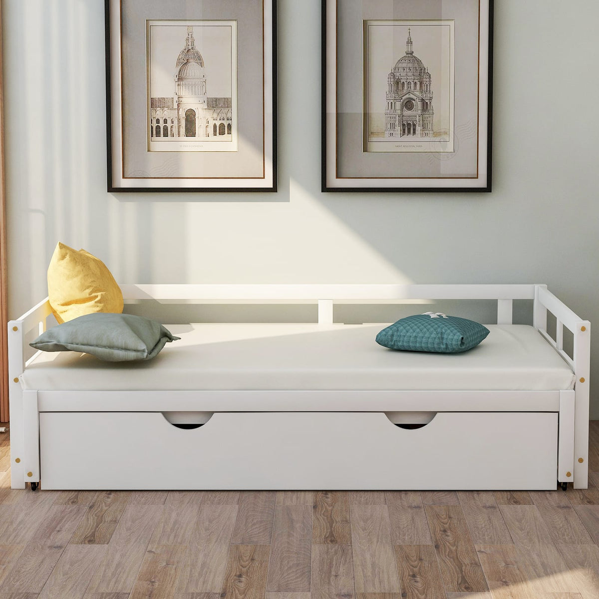 Extending Daybed with Trundle - White Solid Wood
