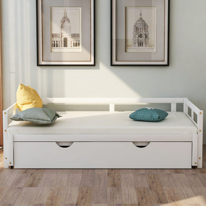 Extending Daybed with Trundle - White Solid Wood