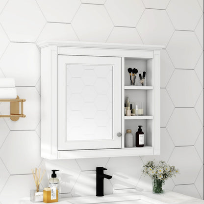 30'' Wall Mounted Bathroom Medicine Cabinet with Mirror - White