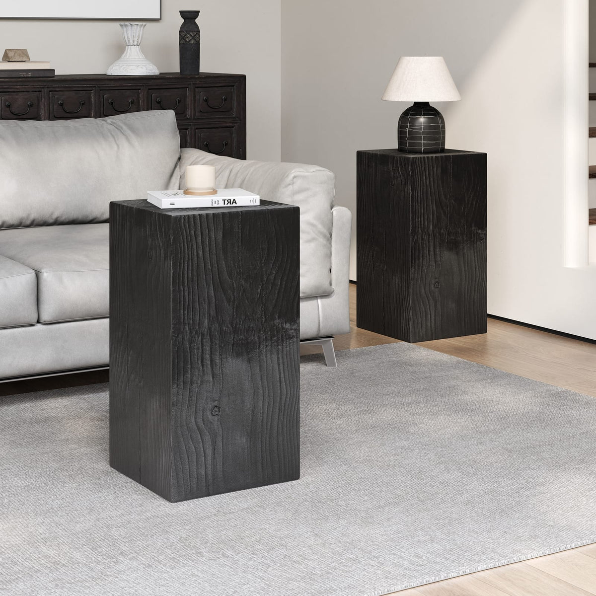 Black Fiberglass End Table - Outdoor Patio Table