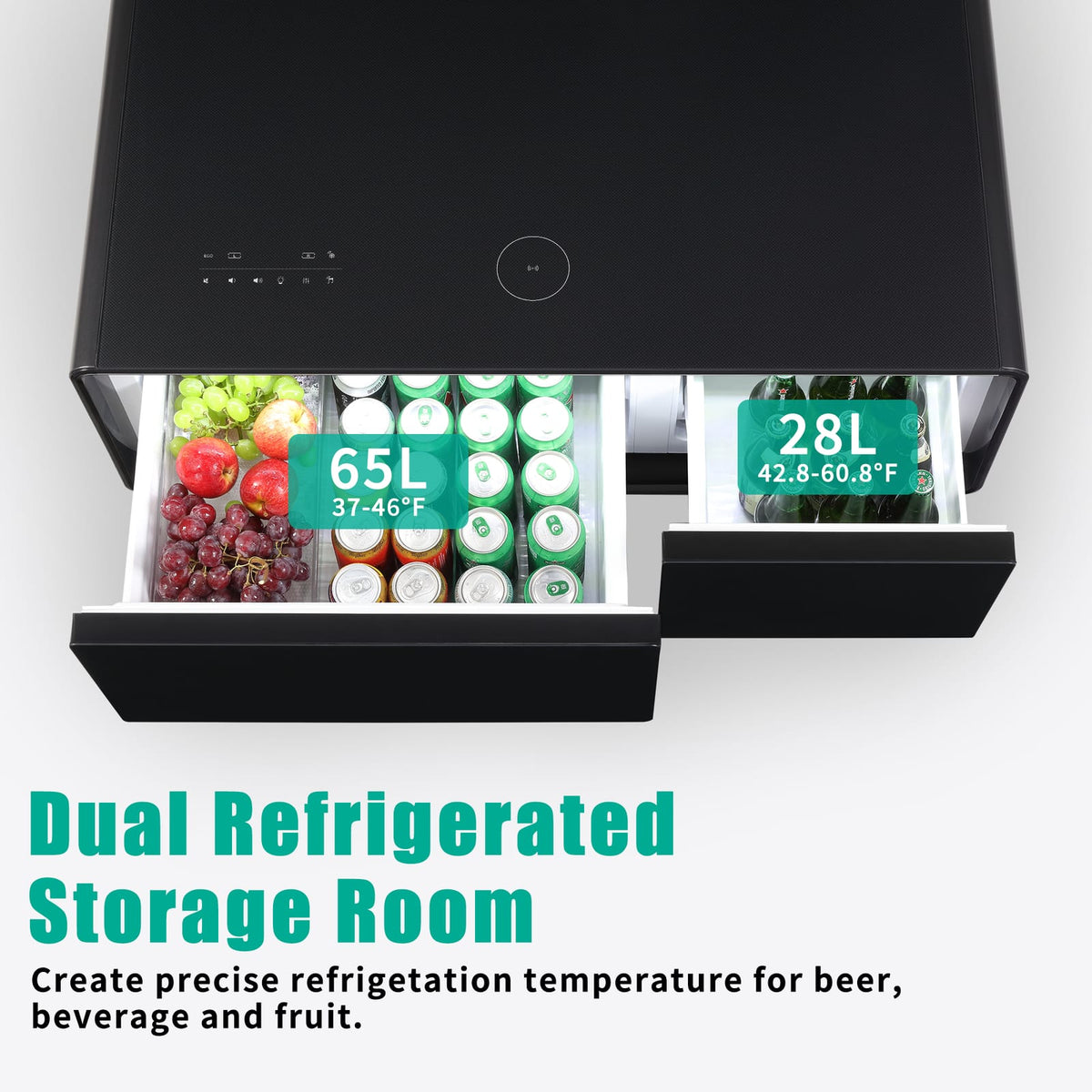 Modern Smart Coffee Table with Built-in Fridge & USB Ports, Black for Living Room