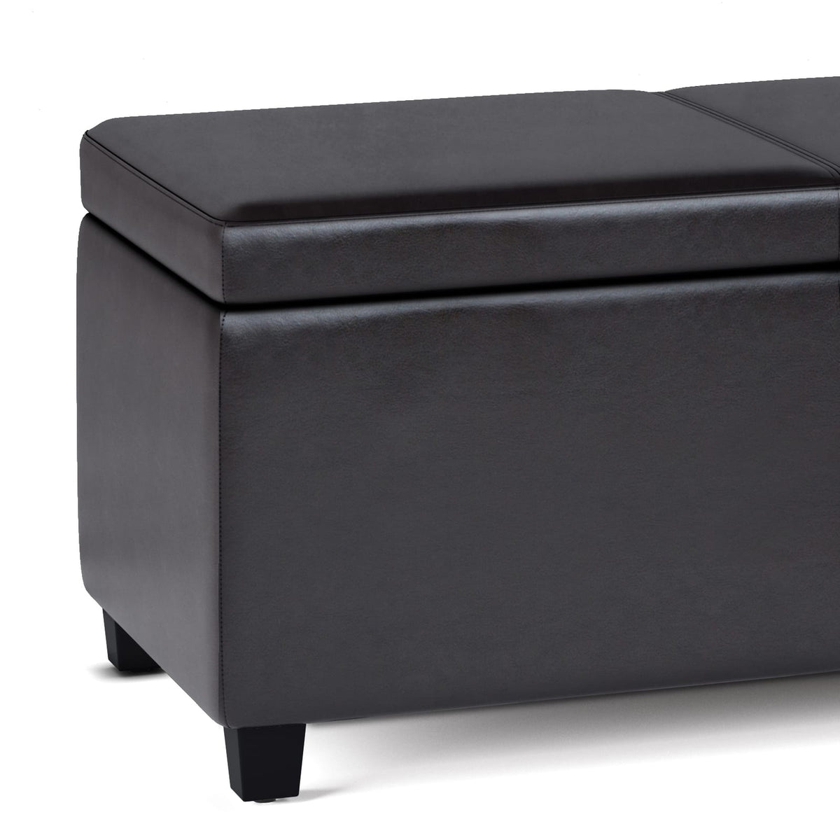 Dark Brown Faux Leather Storage Ottoman Bench 54" Wide