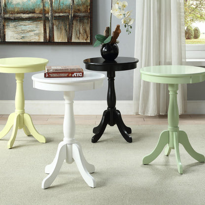 White Round Side Table with Pedestal - 18.5" Diameter for Living Room