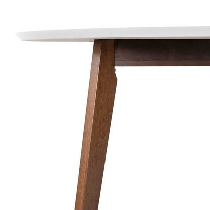 Alina Dining Table - Brown, White Mid-Century Modern 43" Oval