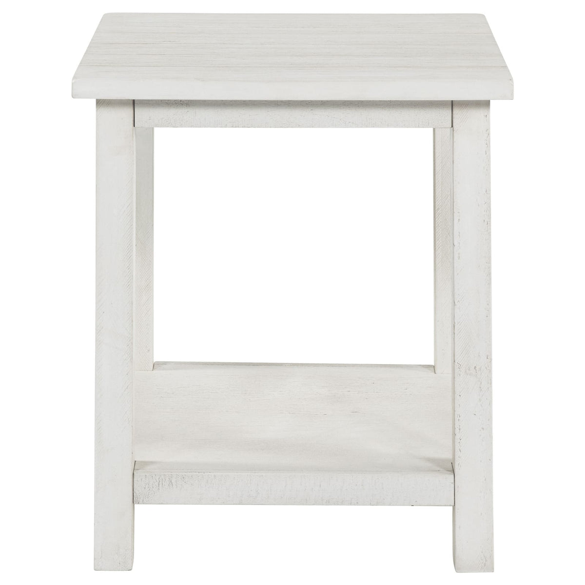 White Farmhouse End Table with Shelves - 20" x 20"