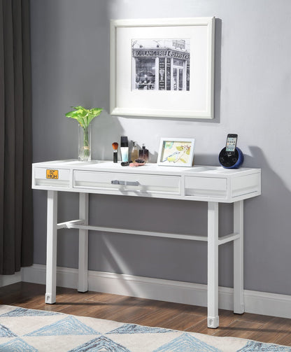 Cargo White Finish Vanity Desk - Storage & Industrial Style