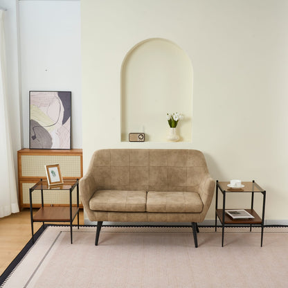 Set of 2 Rectangle End Tables - Brown Tempered Glass