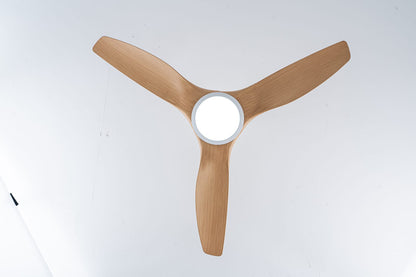 52 Inch ABS Blades Ceiling Fan - Matte White & Natural Wood
