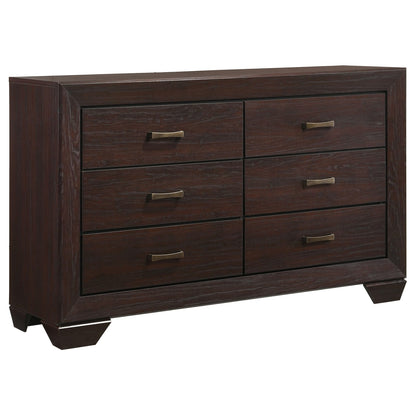 Dark Brown Engineered Wood 6-Drawer Bedroom Dresser