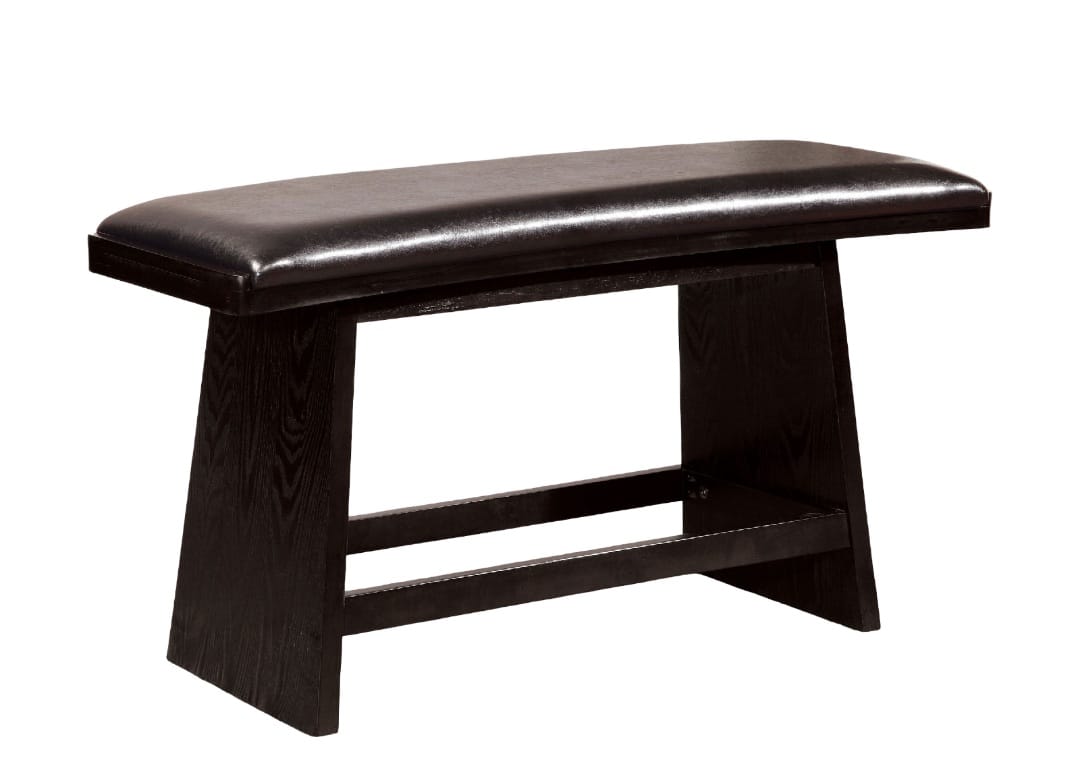 Modern Black Leather Counter Height Bench - Dining Room Accent