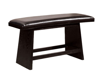 Modern Black Leather Counter Height Bench - Dining Room Accent