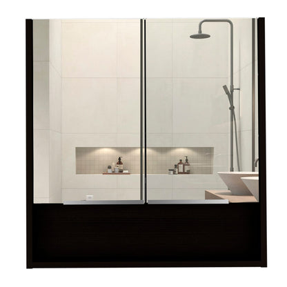 Wenge Bathroom Storage Cabinet with Mirror