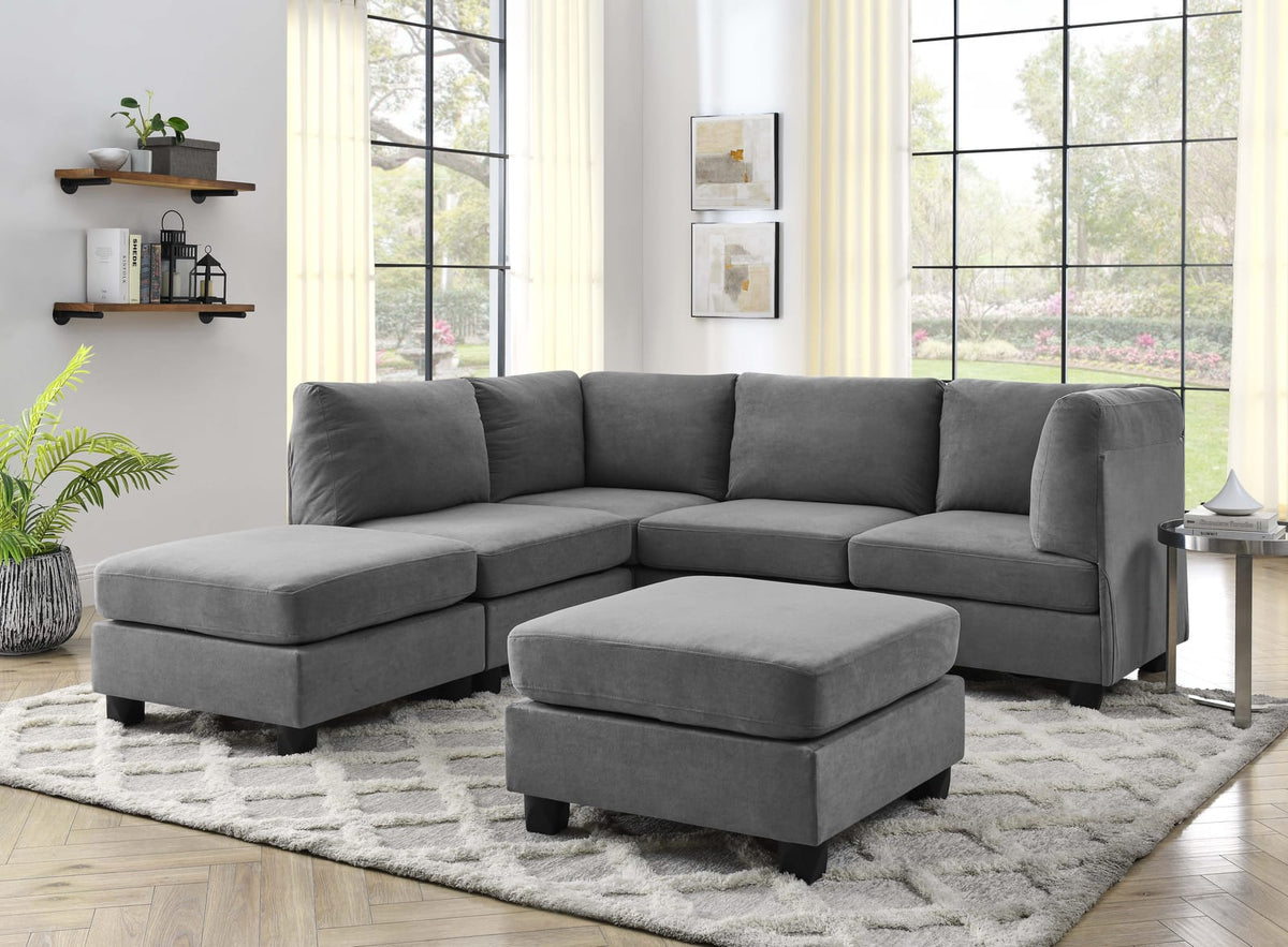 Dark Gray Modular Sectional Sofa - 6 Seat