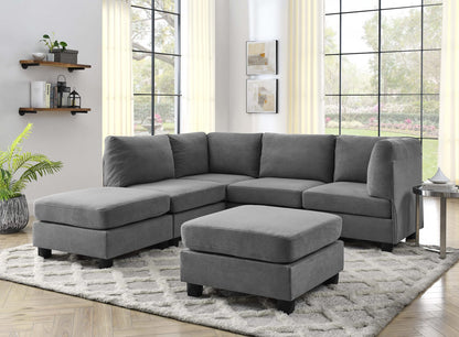 Dark Gray Modular Sectional Sofa - 6 Seat