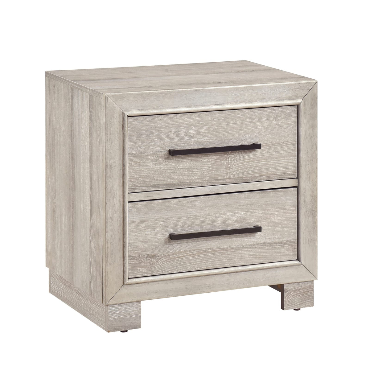 Modern Gray Finish Two-Drawer Nightstand - Wooden Bedroom Furniture