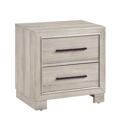 Modern Gray Finish Two-Drawer Nightstand - Wooden Bedroom Furniture