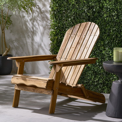 Teak Acacia Wood Folding Adirondack Chair - Patio Outdoor Furniture