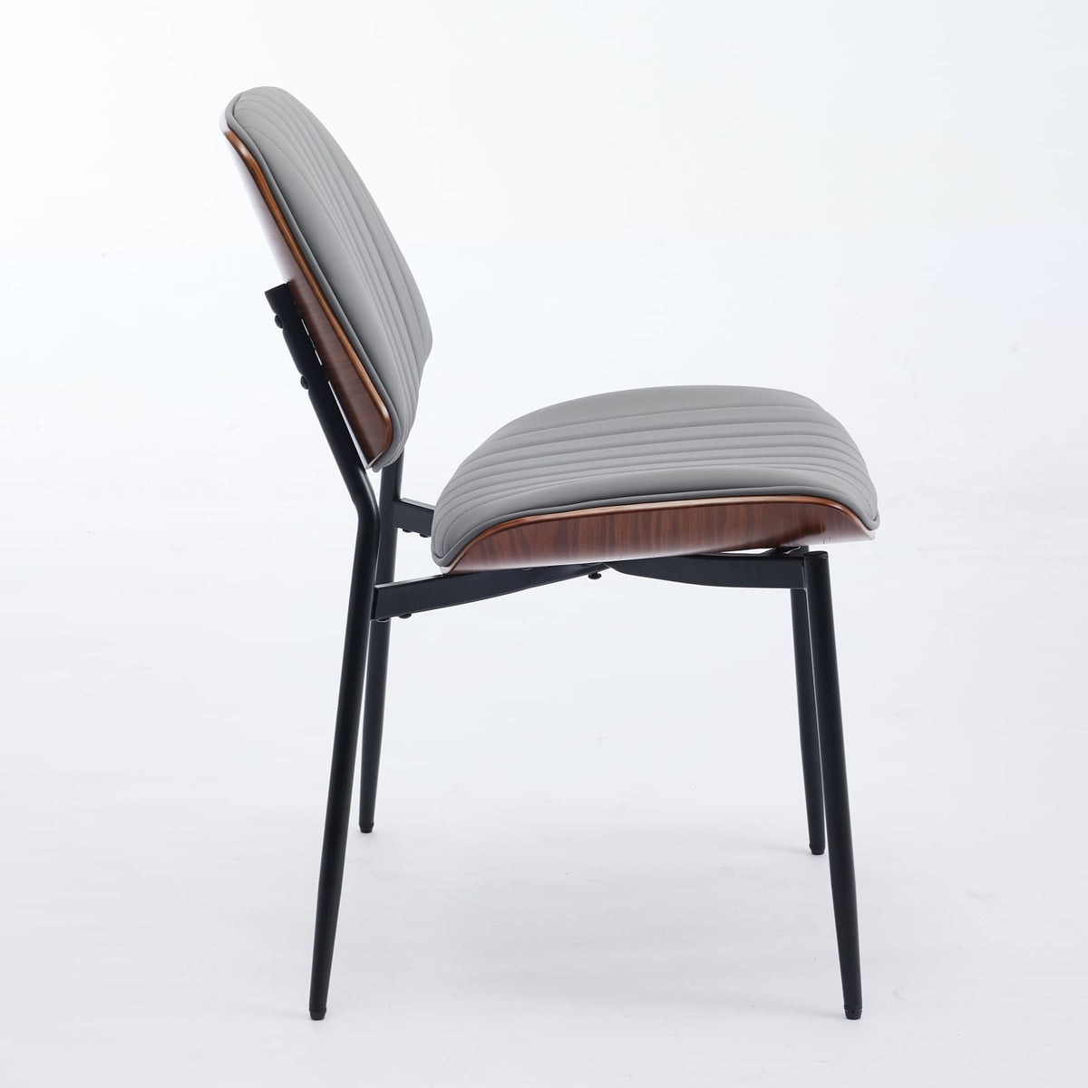Gray Pu Dining Chairs Set of 2 Mid Century Modern