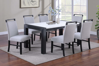 6-Piece Dining Table Set - Charcoal & White