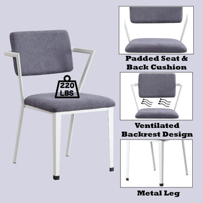 Industrial Gray White Fabric Office Chair with Metal Frame for Home Office